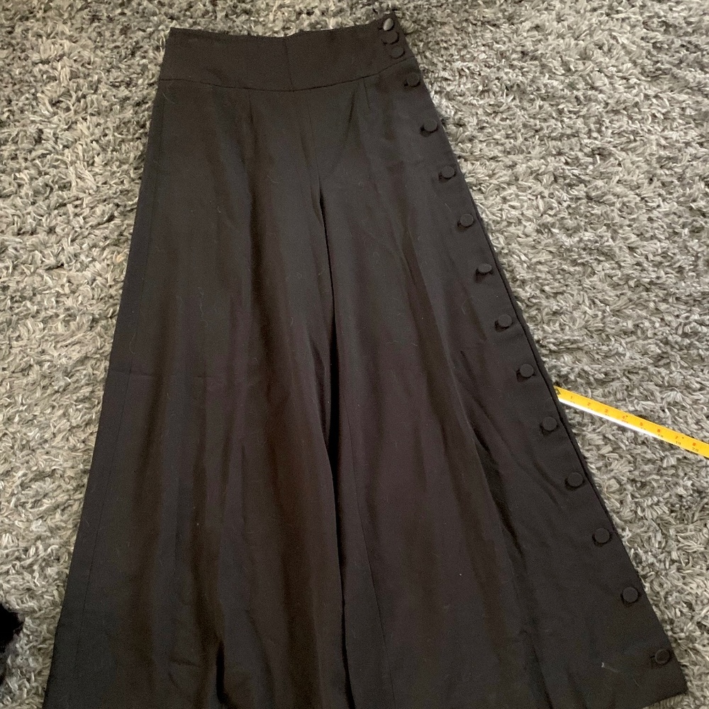 Anthropologie Elevenses Black Wide Leg High Waist Slacks